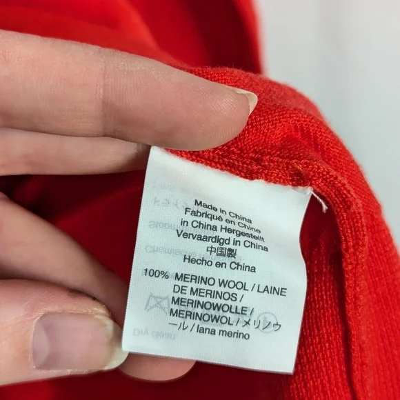 J. Crew Red Merino Wool Crew Neck 3/4 Sleeve Sweater - Picture 8 of 8